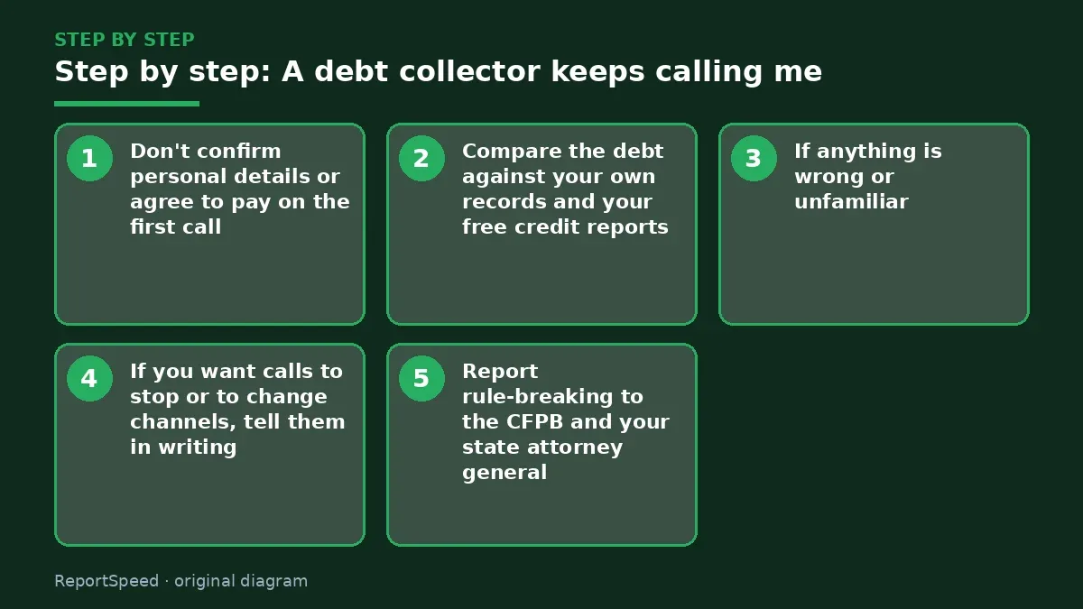 Step illustration: numbered steps for A debt collector keeps calling me