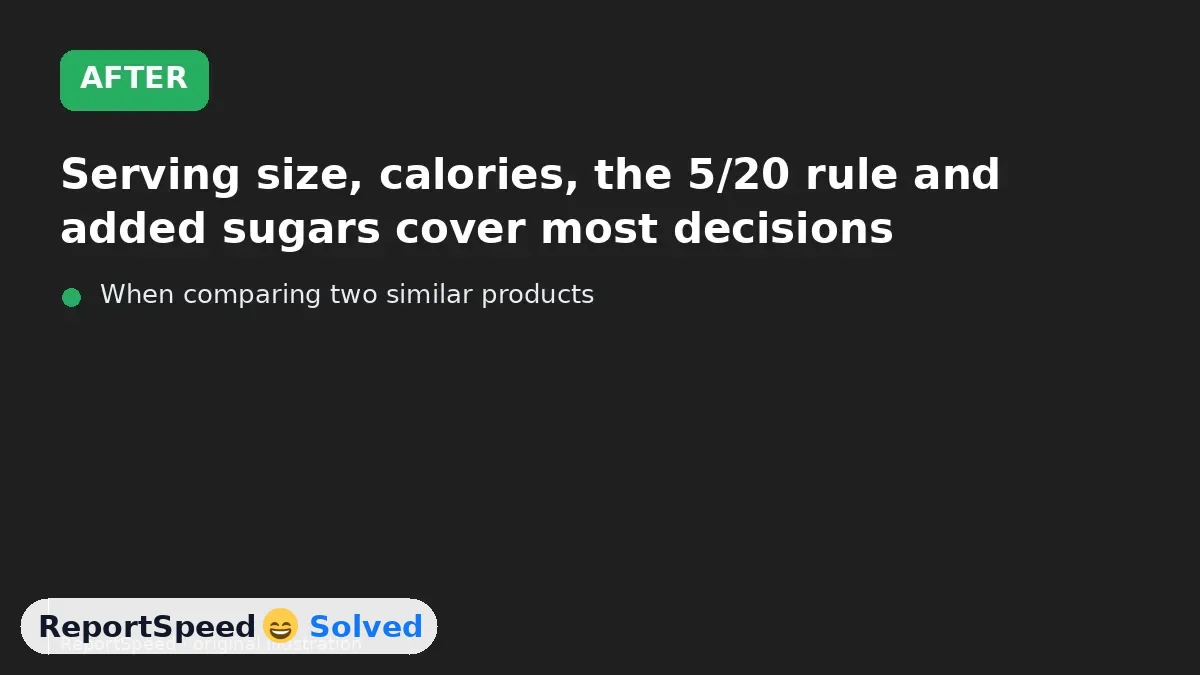 After: Serving size, calories, the 5/20 rule and added sugars cover most decisions
