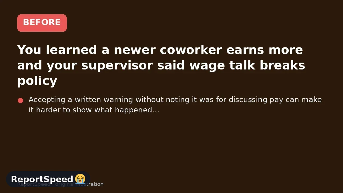 Before: You learned a newer coworker earns more and your supervisor said wage talk breaks policy