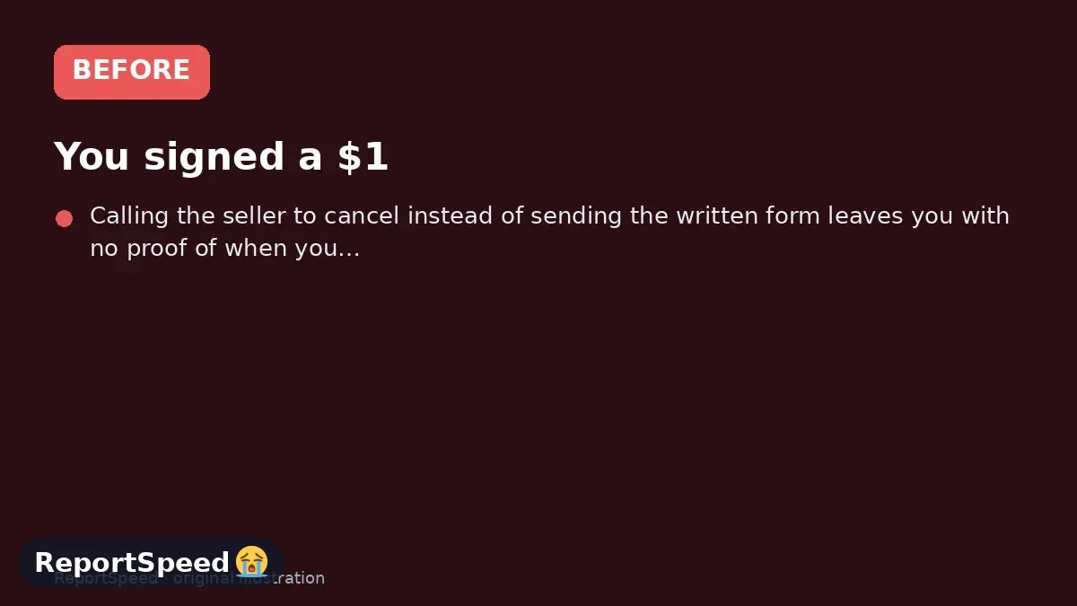 Before: You signed a $1,400 home sales contract on Thursday and now want out, but you're unsure whether you were given cancellation paperwork