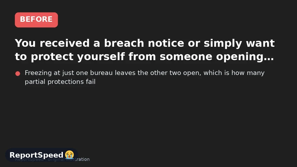 Before: You received a breach notice or simply want to protect yourself from someone opening accounts in your name, and you are not sure whether a freeze is overkill