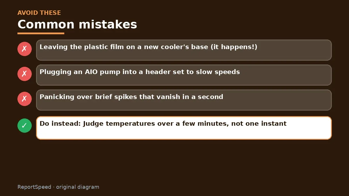 Callout graphic of common mistakes to avoid and what to do instead for Why is my CPU temperature high at idle