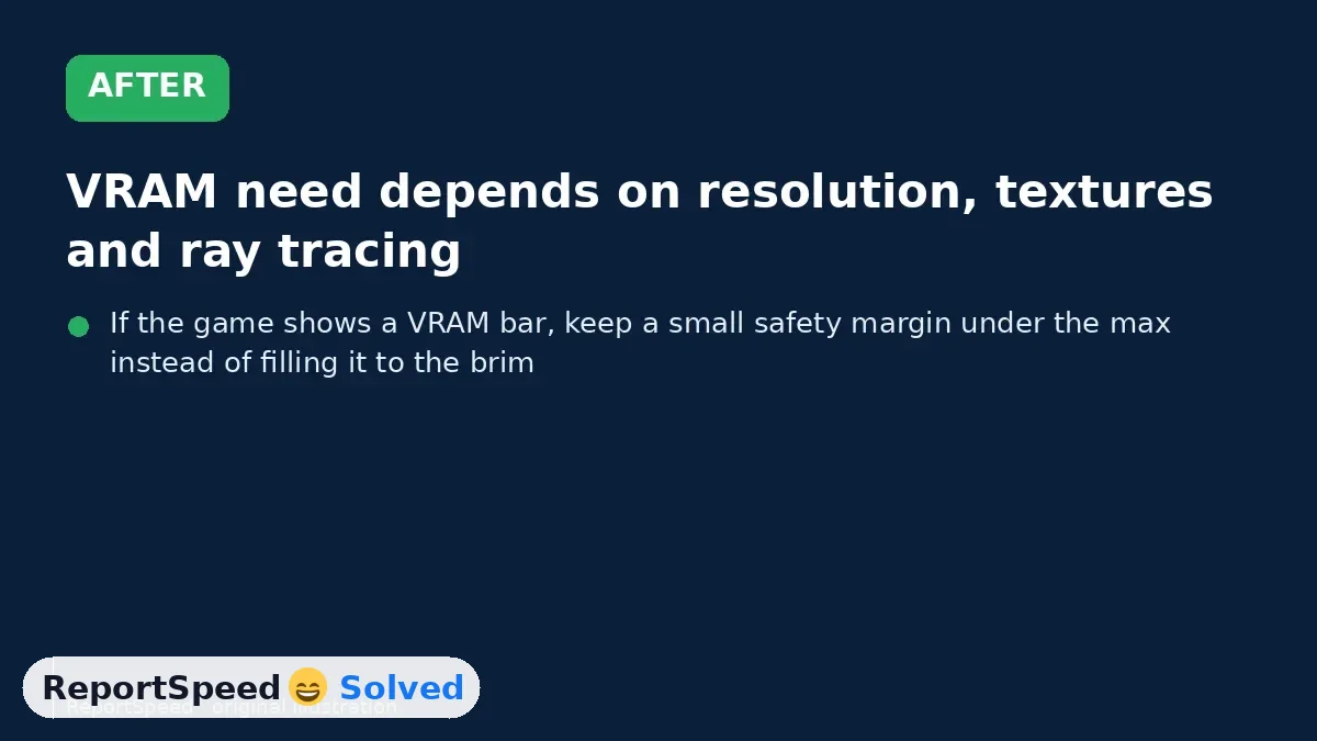 After: VRAM need depends on resolution, textures and ray tracing