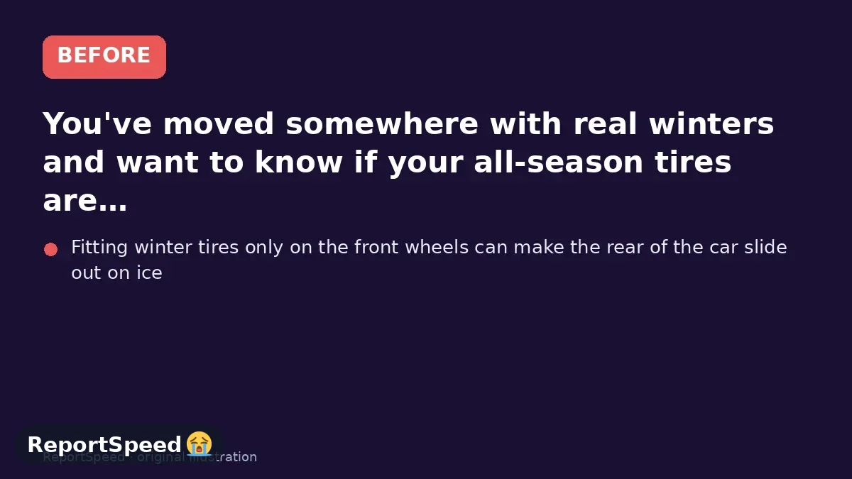 Before: You've moved somewhere with real winters and want to know if your all-season tires are enough or winter tires are worth buying