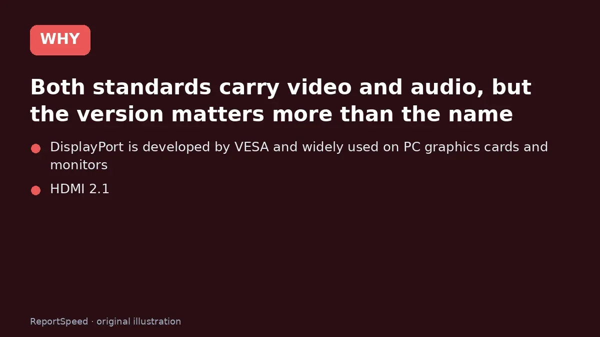 Cause: Both standards carry video and audio, but the version matters more than the name
