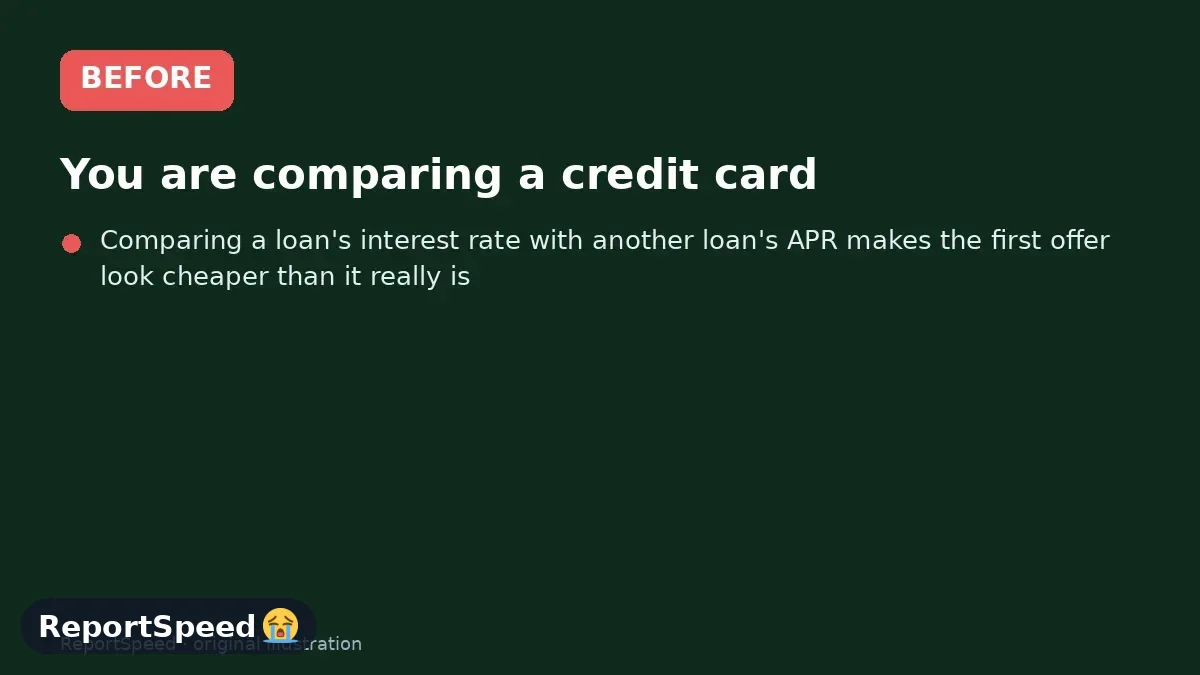 Before: You are comparing a credit card, a loan or a savings account and the advertised rates use different terms, so you can't tell which offer is actually better