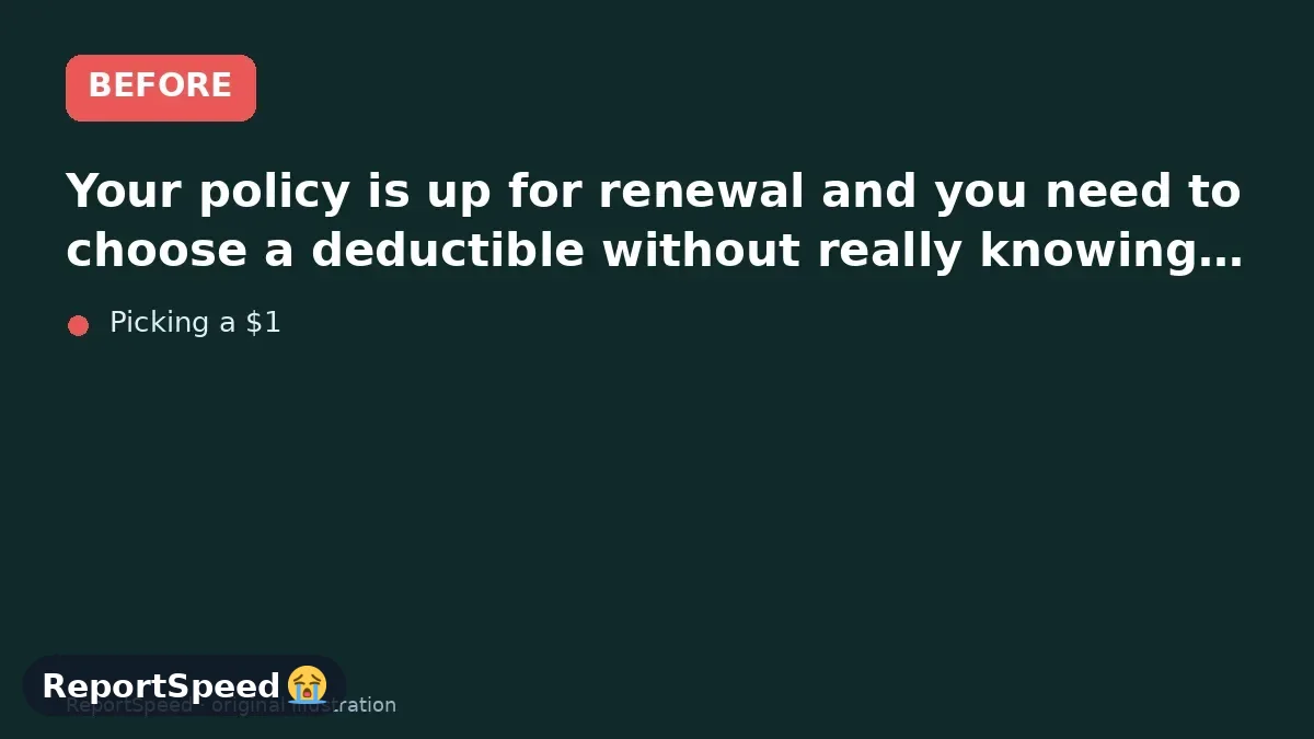 Before: Your policy is up for renewal and you need to choose a deductible without really knowing how it affects you