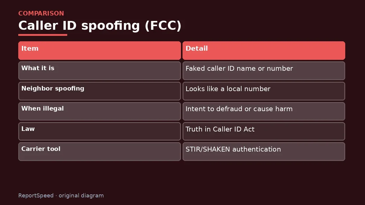 Comparison chart: Caller ID spoofing (FCC)
