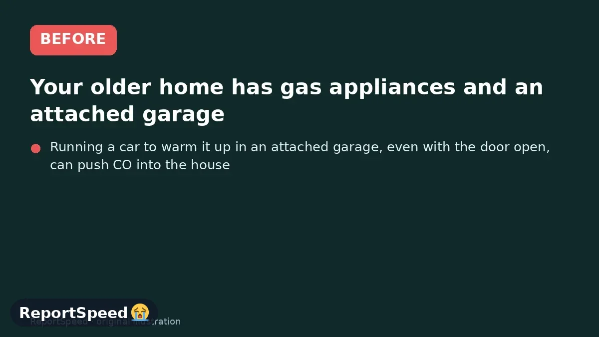Before: Your older home has gas appliances and an attached garage, and you want to set it up safely