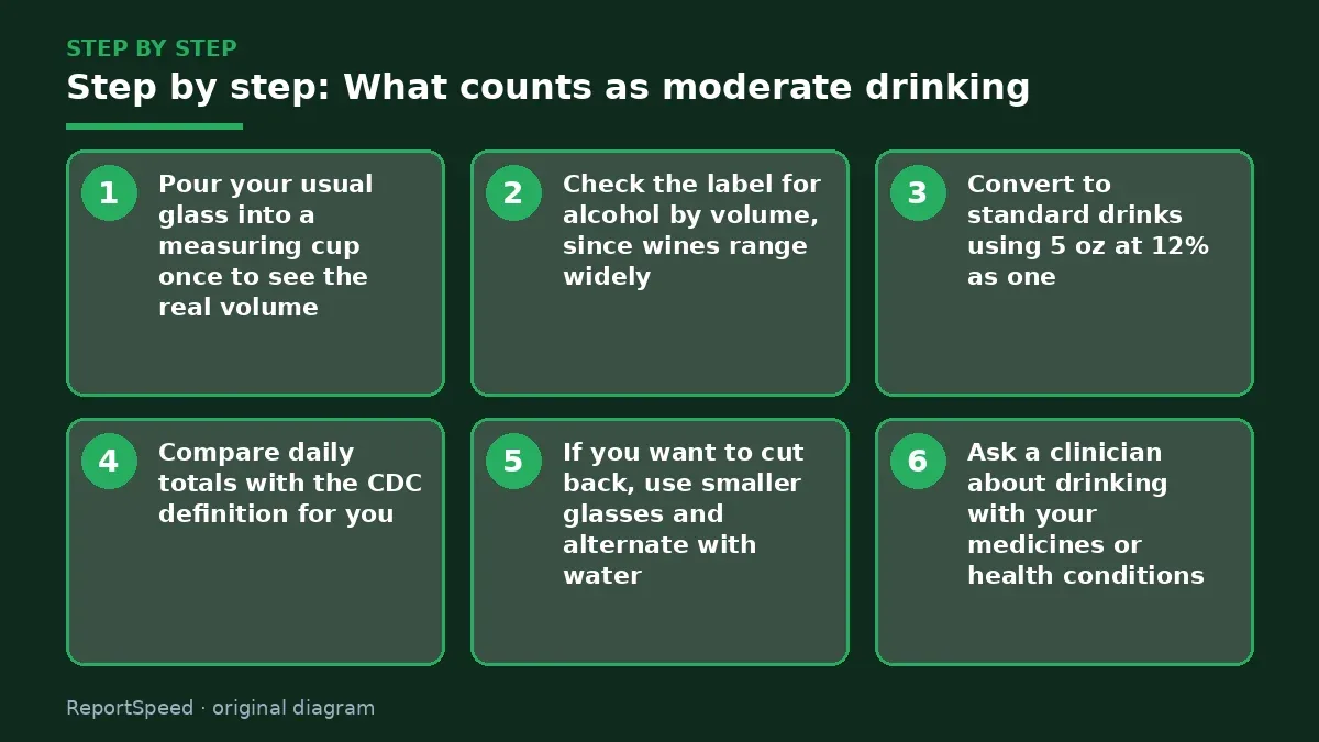 Step illustration: numbered steps for What counts as moderate drinking