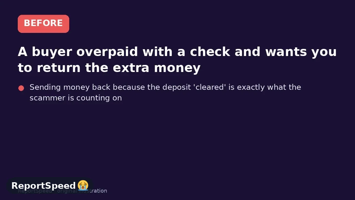 Before: A buyer overpaid with a check and wants you to return the extra money