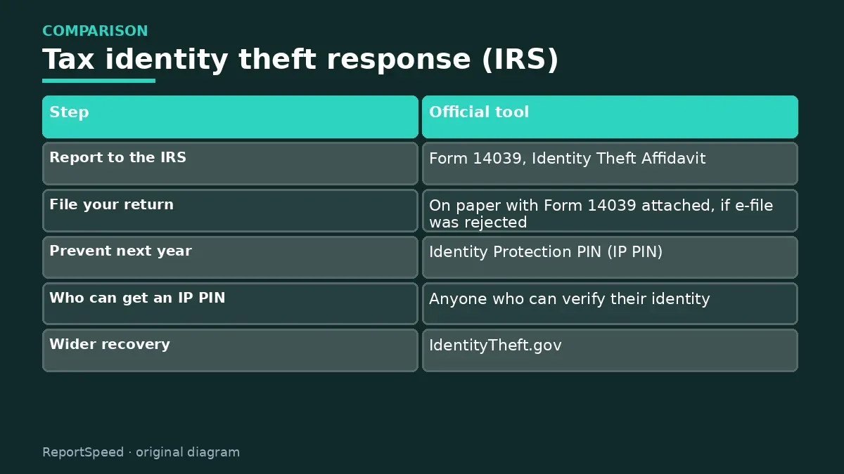 Comparison chart: Tax identity theft response (IRS)