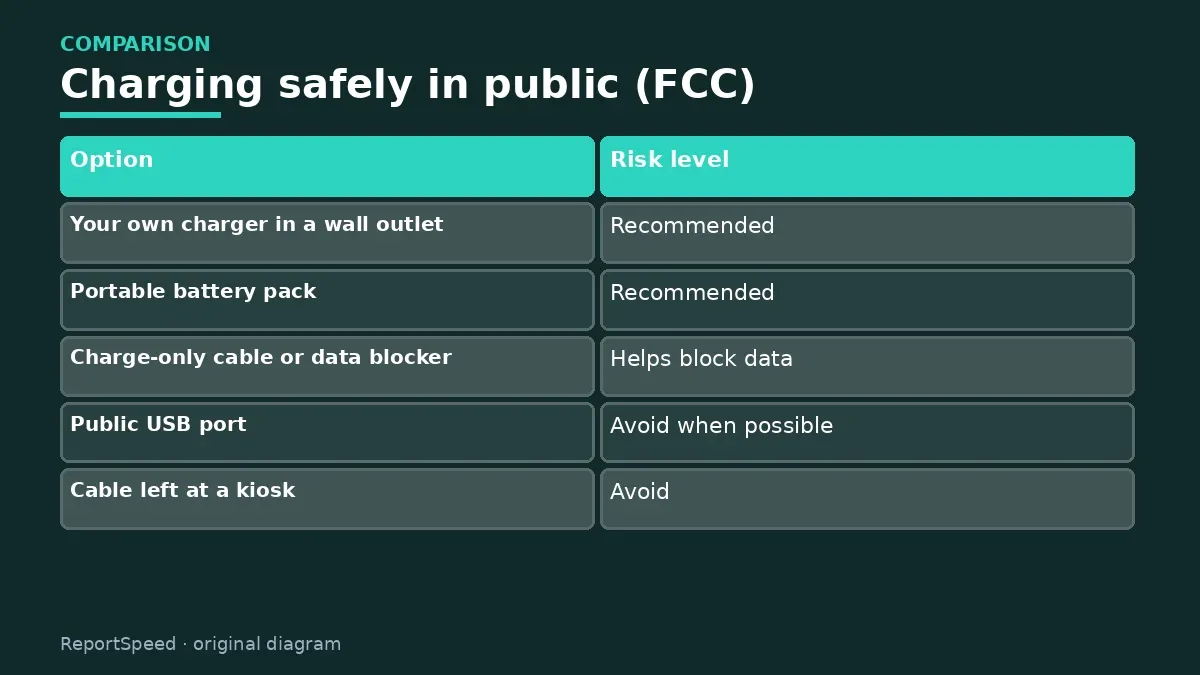 Comparison chart: Charging safely in public (FCC)