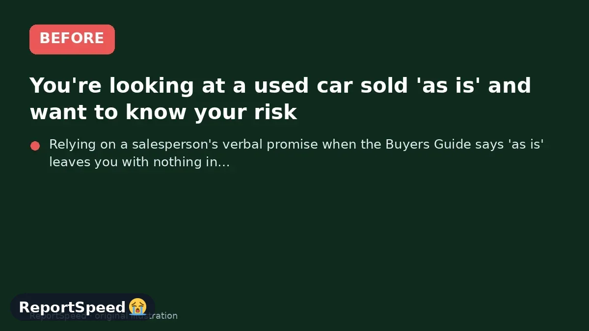 Before: You're looking at a used car sold 'as is' and want to know your risk