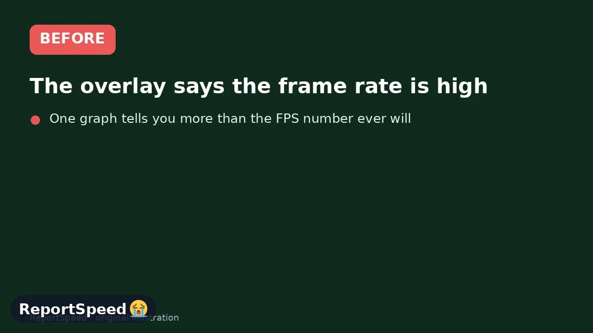 Before: The overlay says the frame rate is high, but you feel hitches, especially when entering new areas or turning quickly