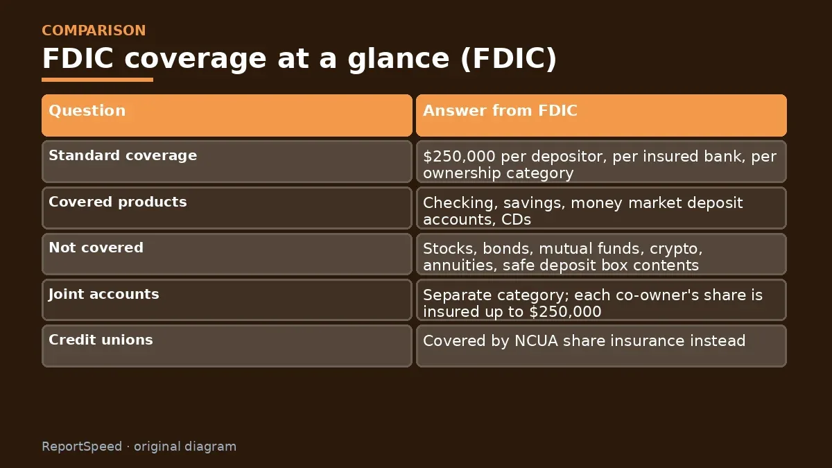 Comparison chart: FDIC coverage at a glance (FDIC)