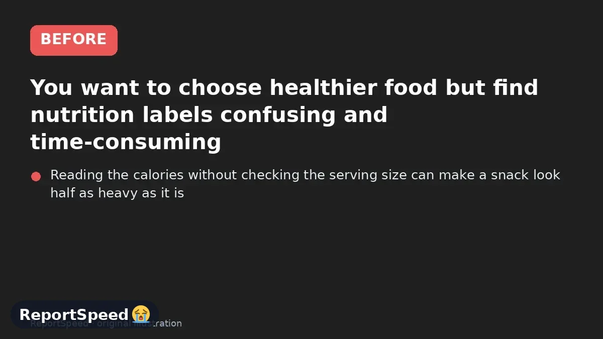 Before: You want to choose healthier food but find nutrition labels confusing and time-consuming