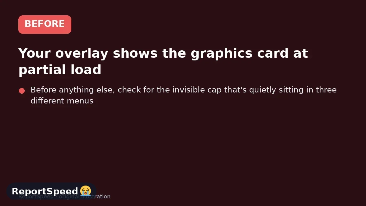 Before: Your overlay shows the graphics card at partial load, your frame rate is disappointing, and no setting seems to push it harder