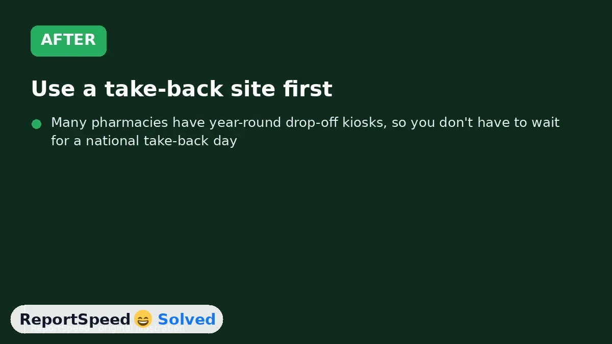 After: Use a take-back site first, flush only what's on the FDA list and otherwise mix, seal and trash