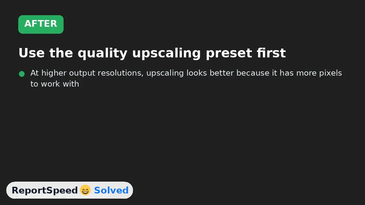 After: Use the quality upscaling preset first, add frame generation if your base FPS is solid, and favor latency in competitive games