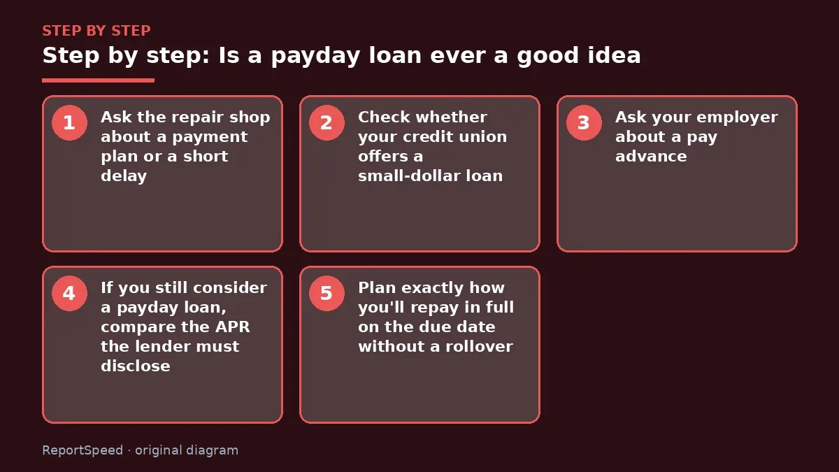 Step illustration: numbered steps for Is a payday loan ever a good idea