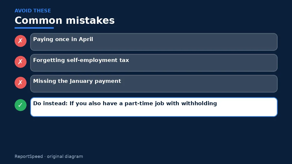 Callout graphic of common mistakes to avoid and what to do instead for Do I need to make estimated tax payments, and when are they due